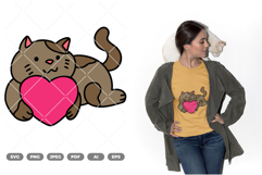 Cat and Heart Colored SVG &amp; Clipart Product Image 1