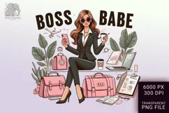 Boss Babe Charm - Empowering Businesswoman PNG Clip Art Product Image 1