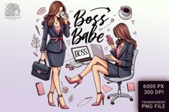 Boss Babe Charm - Empowering Businesswoman PNG Clip Art Product Image 1
