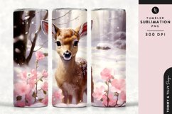 Christmas Snowy Animal Deer Tumbler Wrap PNG Sublimation Product Image 1