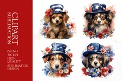 Patriotic dog 4th of July Watercolor clipart Product Image 1