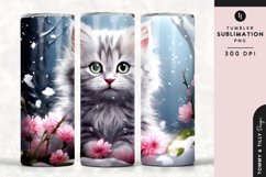 Christmas Snowy Animal Kitten Tumbler Wrap PNG Sublimation Product Image 1