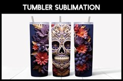 3D Skulls with Flowers Tumbler Sublimation |3D Halloween II Product Image 2