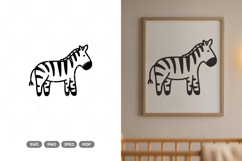 Cute Zebra SVG &amp; Clipart - Nursery Doodle Product Image 1