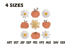 Pumpkin Daisy Embroidery Design Product Image 1