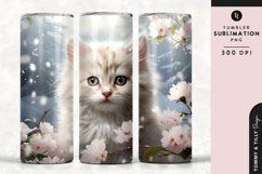 Christmas Snowy Animal Kitten Tumbler Wrap PNG Sublimation Product Image 1
