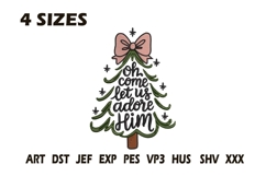 Oh Come Let Us Adore Him Embroidery Design | Christmas Tree Product Image 1