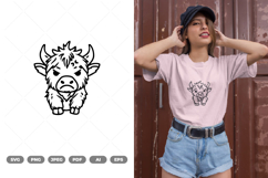 Kawaii Highland Cow SVG &amp; Clipart Product Image 1