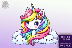 Adorable Baby Rainbow Unicorn Png Clip Art Product Image 1