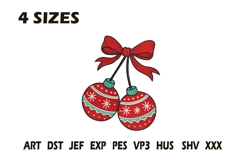 Christmas Ornaments with Bow Embroidery Design Product Image 1