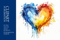 Watercolor Colorful Heart Clipart Sublimation Product Image 1