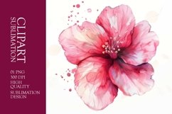Watercolor pink Flower clipart sublimation Product Image 1