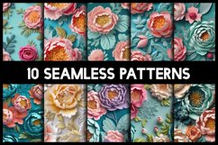 10 Floral Embroidery Seamless Digital Paper 12x12 in Product Image 1