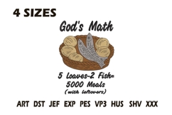 God’s Math 5 Loaves 2 Fish Embroidery Design Product Image 1
