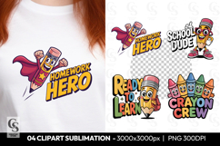 Homework Hero Cute School Pencil Clipart Sublimation PNG Product Image 1