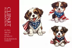 Patriotic dog 4th of July Watercolor clipart Product Image 1