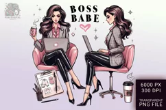 Boss Babe Charm - Empowering Businesswoman PNG Clip Art Product Image 1