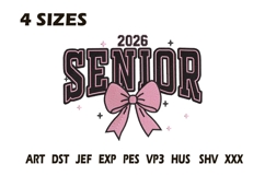 Senior 2026 Bow Embroidery Design Product Image 1