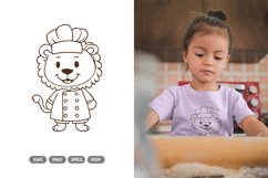 Cute Lion Chef SVG &amp; Clipart - Lion Cut File Product Image 1