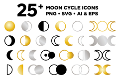 Moon Cycle Icons Clip Art Set Product Image 2