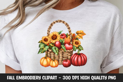 Cozy Fall Pumpkin Basket Leaves Clipart Product Image 2