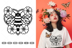 Floral Heart and Bee SVG &amp; Clipart Product Image 1