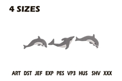 Dolphin Trio Ocean Embroidery Design Product Image 1