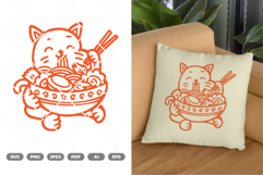 Cat Eating Ramen SVG &amp; Clipart Product Image 1