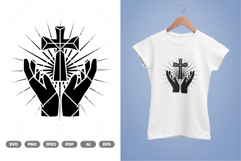Cross and Hands SVG &amp; Clipart Product Image 1