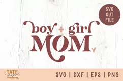 Boy and girl Mom SVG cut file - Retro mom of both svg Product Image 1