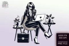Boss Babe Charm - Empowering Businesswoman PNG Clip Art Product Image 1