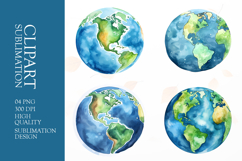 Watercolor earth clipart sublimation png Product Image 1