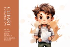 Watercolor cute boy hand on paper clipart sublimation Product Image 1