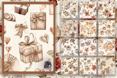 Romantic Sepia Valentine: Vintage Rose Seamless Patterns Product Image 7