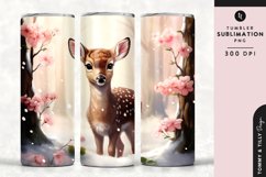 Christmas Snowy Animal Deer Tumbler Wrap PNG Sublimation Product Image 1