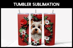 6 3D Christmas Yorkie Dog Tumbler Sublimation | 3D Tumbler Product Image 2