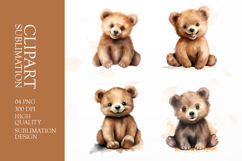 Watercolor bear clipart sublimation png Product Image 1