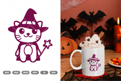 Kawaii Witch Cat SVG &amp; Clipart Product Image 1