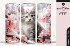 Christmas Snowy Animal Kitten Tumbler Wrap PNG Sublimation Product Image 1