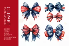 Patriotic bow 4th of July Watercolor clipart Product Image 1