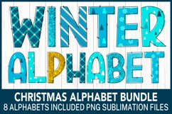 8 Winter Alphabets Bundle, Decorative ABC Sublimation Files Product Image 1