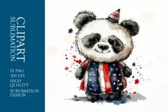Patriotic Panda 4th of July watercolor clipart Product Image 2
