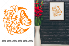 Floral Moon and Butterfly SVG &amp; Clipart Product Image 1