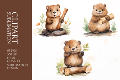 Watercolor Beaver Clip Art sublimation png Product Image 1