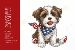 Patriotic dog 4th of July Watercolor clipart Product Image 1