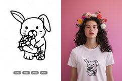 Rabbit and Flowers SVG &amp; Clipart Product Image 1