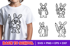 Cute Back to School Bunny Student SVG PNG Product Image 1