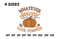 Whatever Spices Your Pumpkin Embroidery Design Product Image 1