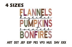 Flannels Pumpkins Bonfires Embroidery Design Product Image 1