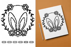 Bunny Ears Floral Frame SVG &amp; Clipart Product Image 1